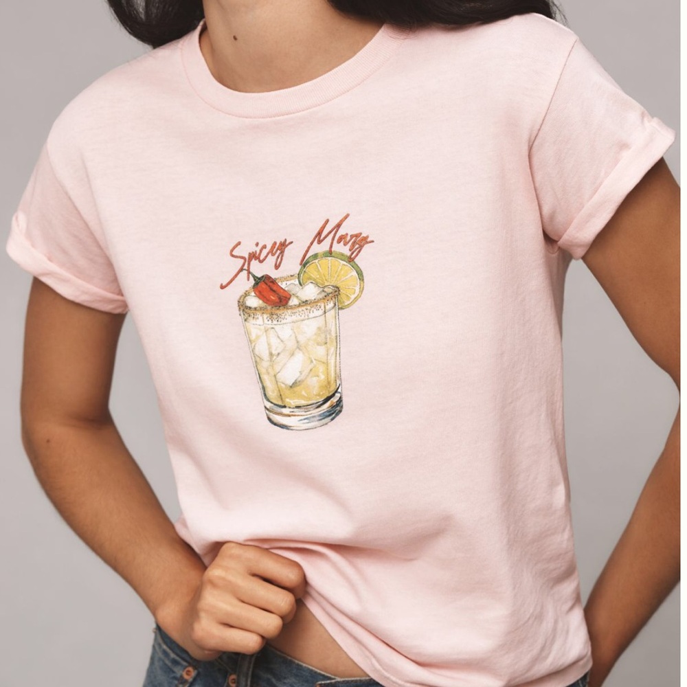 Cocktail Hour Graphic Tee 100% Cotton  Adorable  Fun by Anthro M